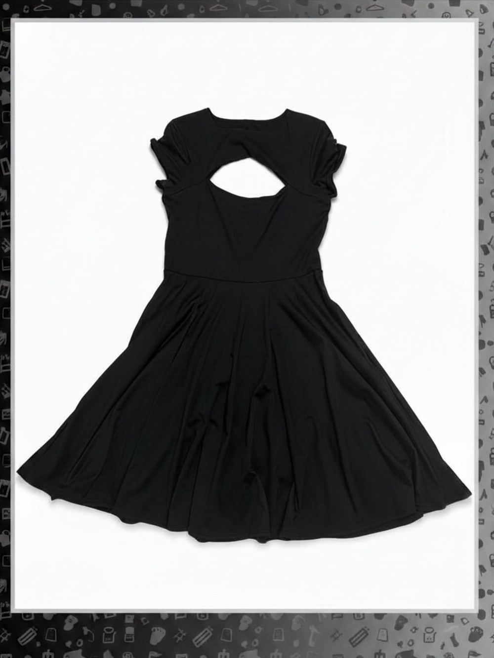 BlackMilk Matte Black Cutout Skater Dress w/ Pockets L